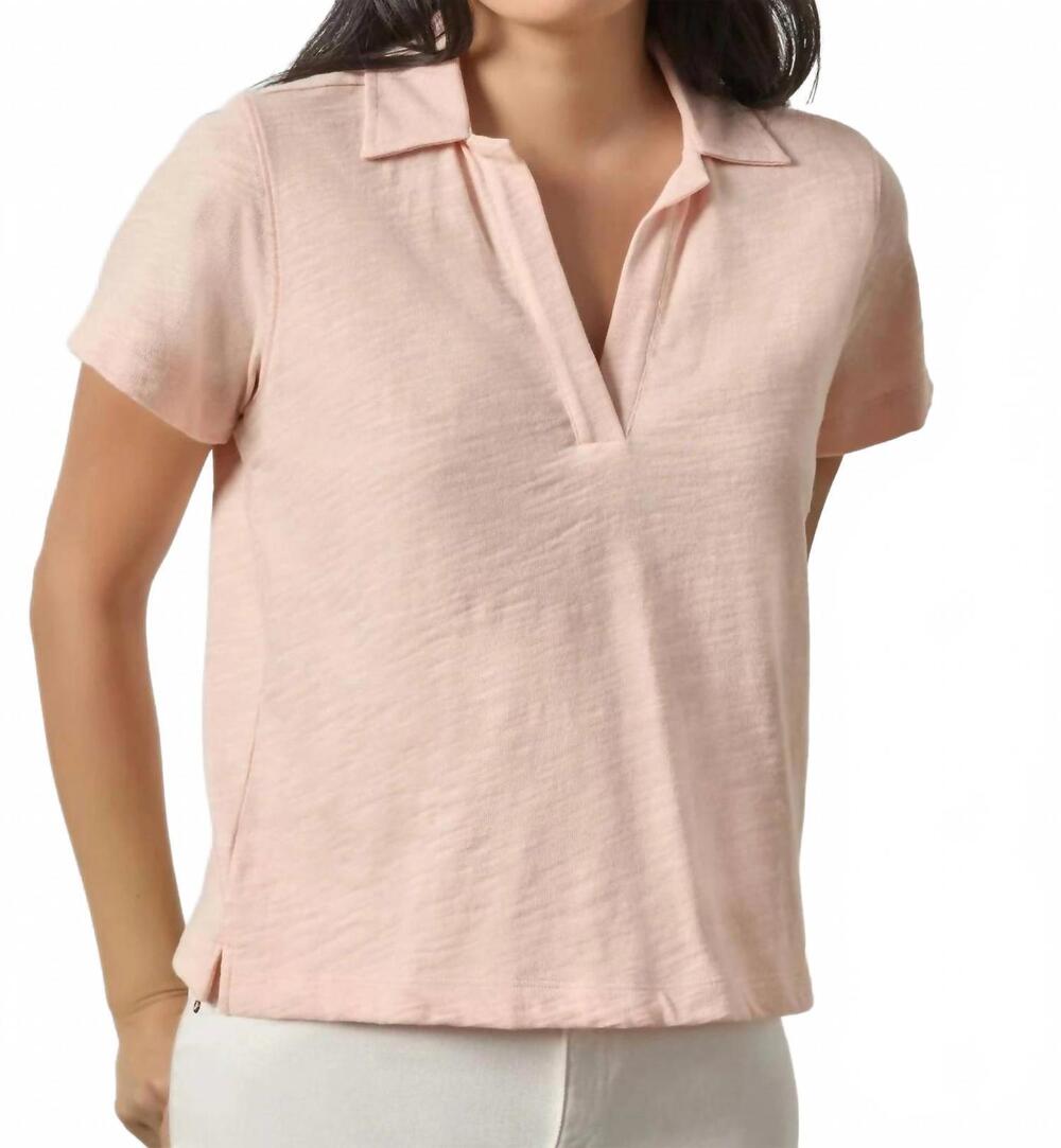 NEW LILLA P bellini vintage short sleeve polo in blush pink